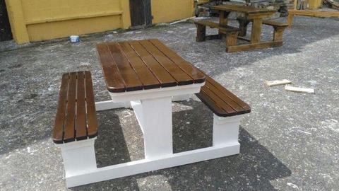 WOODEN OUTDOOR and INDOOR BENCHES and TABLES - - - 079-566-5178