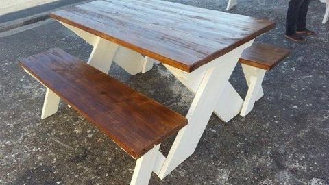 WOODEN OUTDOOR and INDOOR BENCHES and TABLES - - - 0725203389