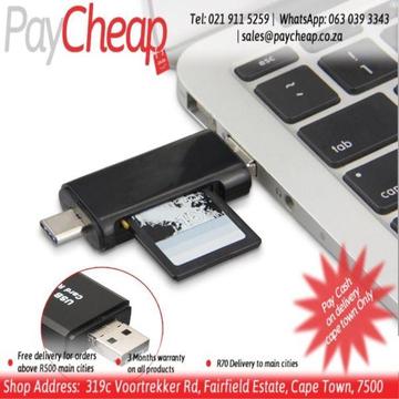 Type-C + USB hub + Micro USB OTG TF/SD slot For Samsung/Huawei Black