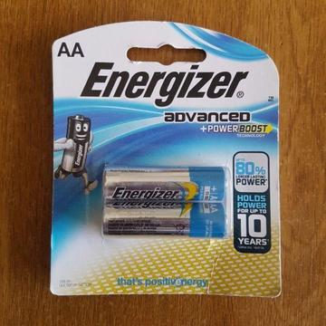 ENERGIZER ADVANCED 2 x AA BATTERIES SEALED IN PACKAGING | ADVANCED POWER BOOST BATTERY TECHNOLOGY