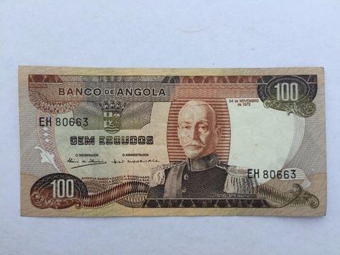 Bank Note BANCO DE ANGOLA 100 ESCUDOS 70's Beutiful Conditions