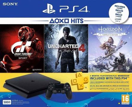 BRAND NEW - PS4 Slim 500GB Console with 3 Games and 3 Month PSN Plus Membership