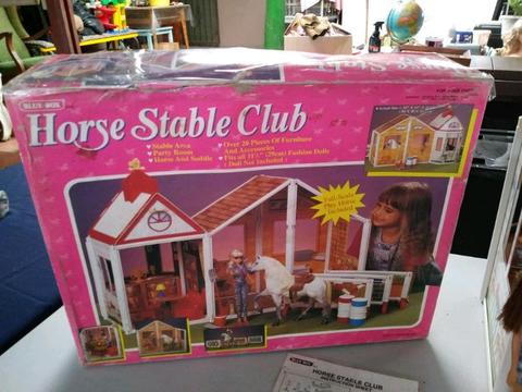Kiddies horse stable club with horse and doll