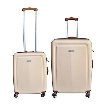 New Eco Monaco American Aviator ABS 2 Piece Set Beige Luggage Suitcase