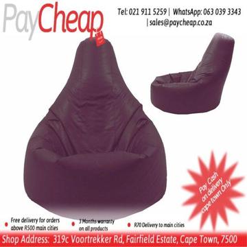 Leatherette Fabric Adultâ€™s Teardrop Comfortable Beanbag Purple