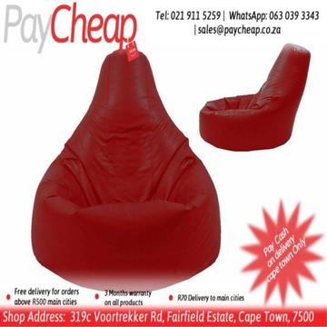 Leatherette Fabric Adultâ€™s Teardrop Comfortable Beanbag Red