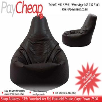 Leatherette Fabric Adultâ€™sTeardrop Comfortable Beanbag Black