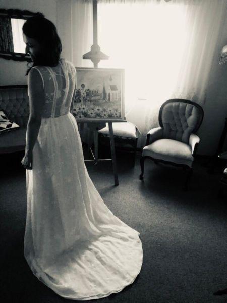 Wedding dress and bridesmaid dress