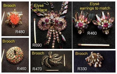 Brooches, Elysé Necklace & Earrings