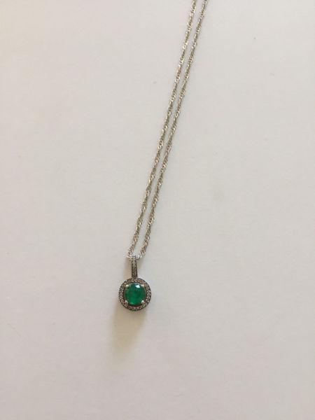 Silver and Emerald Necklace from NWJ