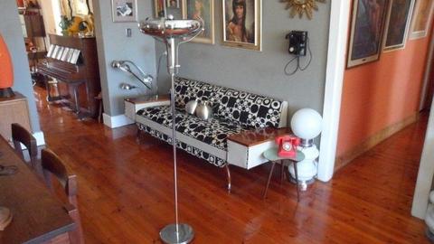 MID CENTURY CHROME AND BRASS STANDARD LAMP