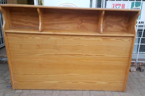 Pine wood headboard and cupboard