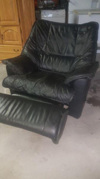 black leather swivel recliner chair