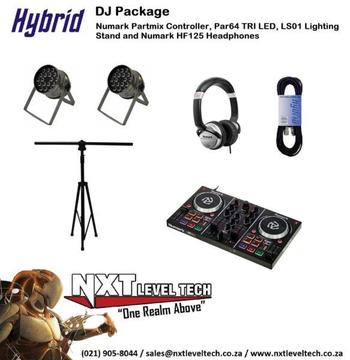 Hybrid DJ Package with Numark Partymix and Headphones, LS01 Lighting stand with TriLED PARs