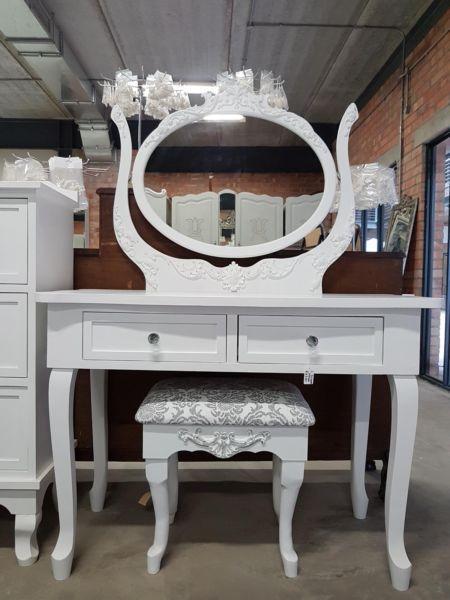 FRENCH STYLE DRESSING TABLES - VARIOUS STYLES AND SIZES - WITH OR WITHOUT EMBELLISHMENTS