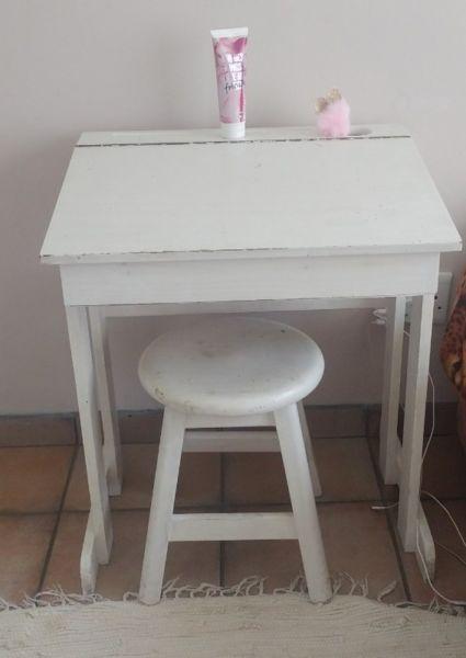 Pine furniture schooldesk and stool good condition