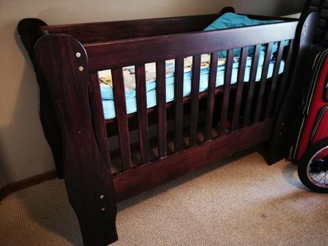 Solid Wood Baby Cot with Mattress and Compactum with Bedding, Baby Carriers and Mobile