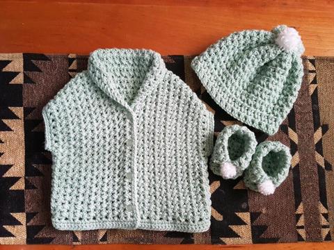 Hand crocheted cardigan set for sale