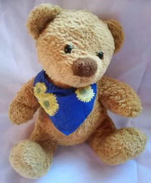 Little Cute Plush Bear with Blue Scarf