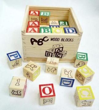 Educational ABC wooden blocks In storage box - 27 Piece