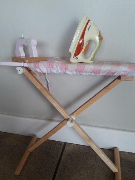 Toy Wooden Ironing Board and Irons