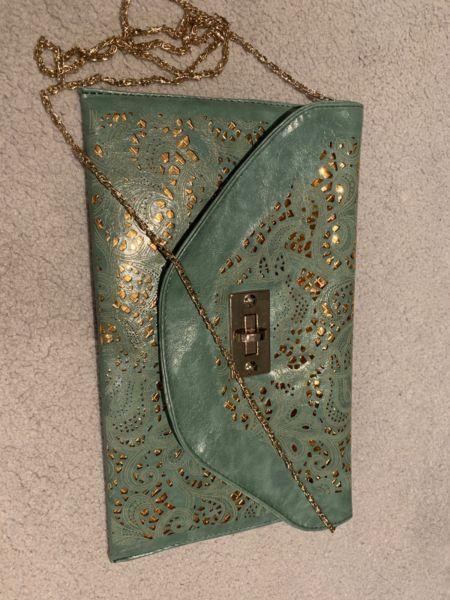 Gold and green Bag