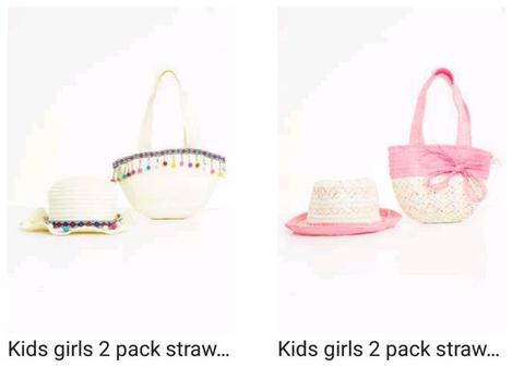Straw hat and bag set for girls, last few left