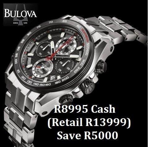 (Retail R13999) Brand New: Bulova Mens 98B270 Precisionist UHF Chronograph Black Dial Sport Watch