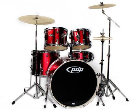 PDP Mainstage 5 Piece Drumset,Red. Rock sizes. Excludes Cymbals