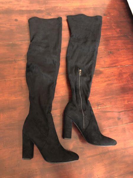 Footwork over knee black boots - size 7