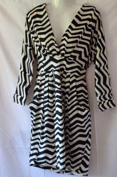 Gorgeous Boutique Black and White Striped Dress (Medium)