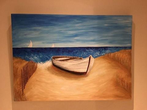 Seascape beach ocean art painting. Acrylic