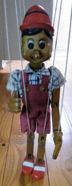 Antique Wooden Pinocchio Marionette Doll – 44cm