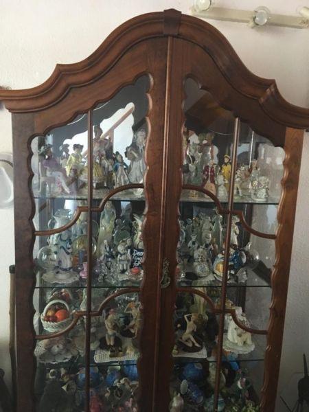 Antique Imbuia Ball and Claw Glass Display Cabinet