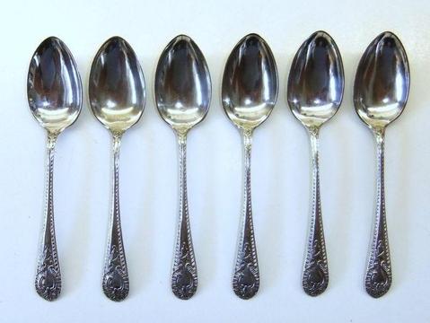 6 Silver Plated Coffee/Tee Spoons (Marked JB)