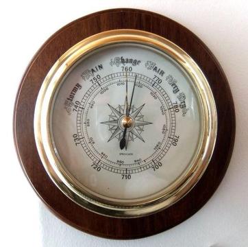 Barometer, solid brass with white face SPRINGBOK