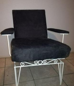 Art Deco Metal & Suede Chair