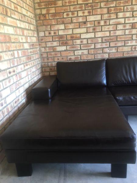 Genuine full leather Lshape couch