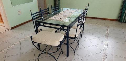 Glass Top 8 Seater Dinning Room Table with matching Chairs