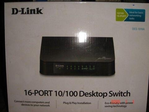 D-LInk 16 port desktop switch, 10/100. very good condition