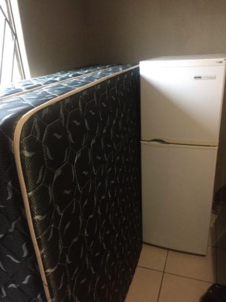 Queen bed and fridge combo for sale