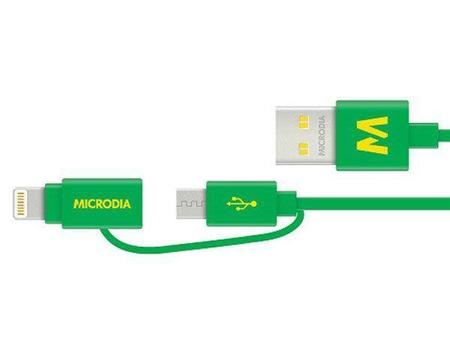 Microdia Lightning & Micro Usb Cable - Green 1.2M