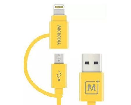 Microdia Lightning & Micro Usb Cable - Yellow 1.2M