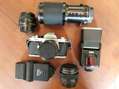 Pentax K2 Film camera and lenses