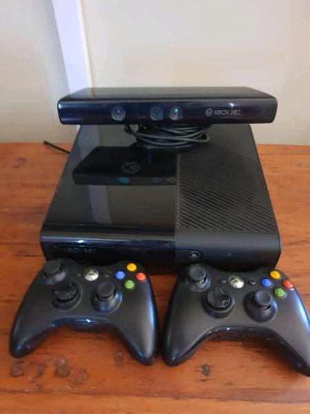 Xbox 360 with kinect sensor and 2 remotes