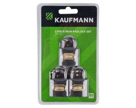 Lock Set Steel 3 Pce Kaufmann - 40Mm