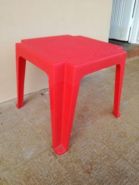 Red Plastic Table For Kids Or Coffee Table For Inside Or Outside