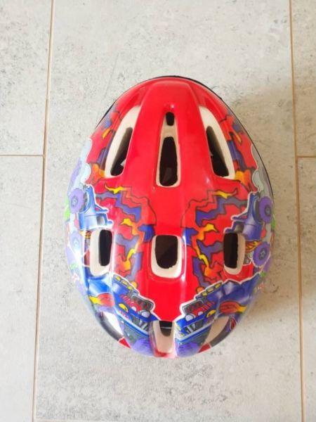 Kids Helmet Red Small with Cool Car Decorations and Padding Second Hand