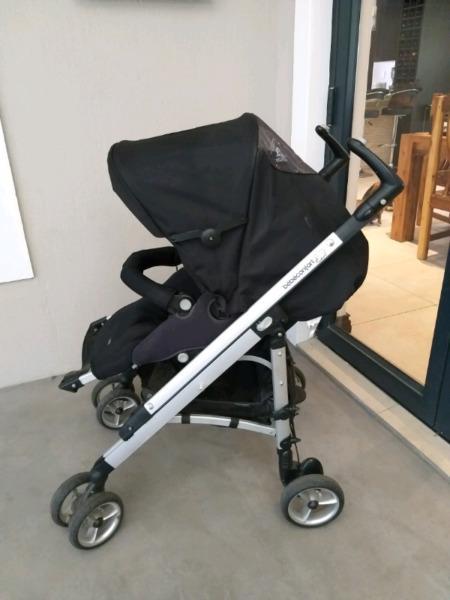 Bebeconfort pram (stroller & carseat) with 2 bases & feeding chair