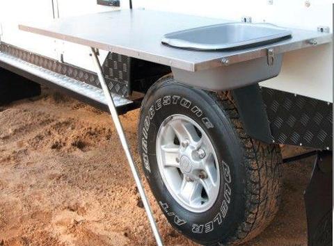 Stainless Steel Vehicle Side Mount Table w/ Basin
